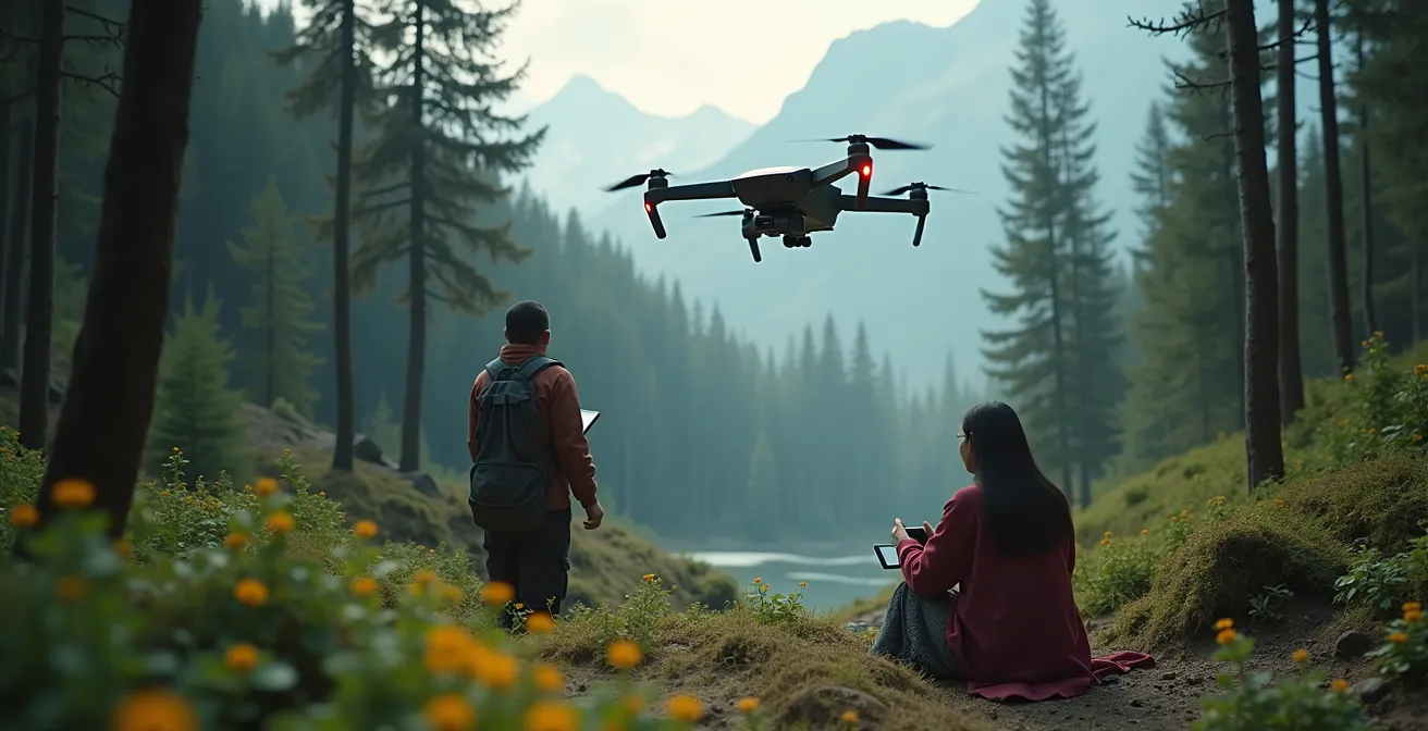 Technologies modernes comme drones et IA intégrées dans la gestion durable des forêts, mines et agriculture au Canada